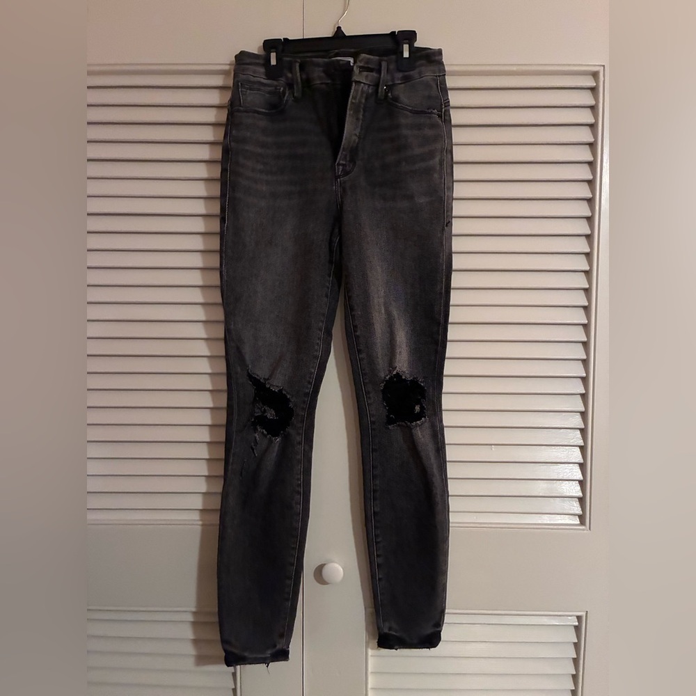 Good American Ripped Gray Jeans - Picture 3 of 6